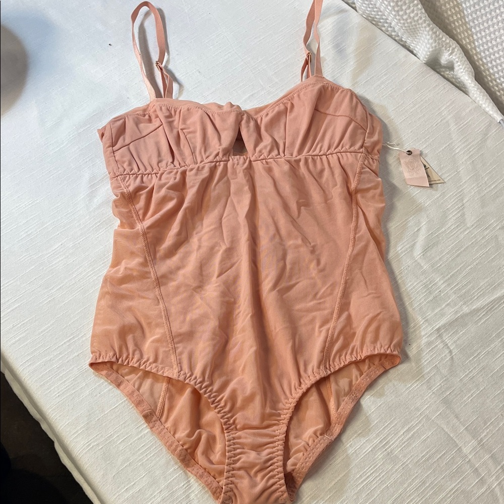 Free People we are HAH Peach/pink sexy underwire bodysuit